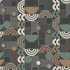   Boras Graphics vlies anyagú, fekete, barna, zöld színű, geometriai, Modern tapéta
