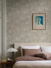 Boras Adorn vlies anyagú, zöld, törtfehér, barna színű, indamintás, leveles, virágos, Romantikus tapéta