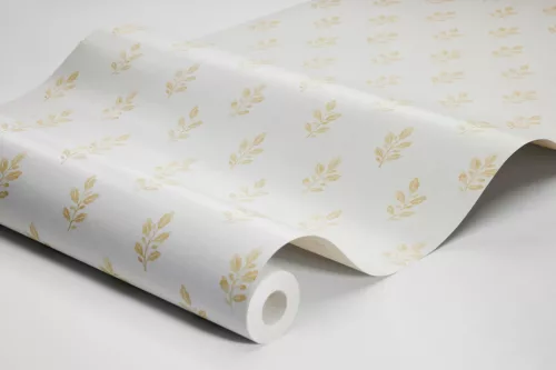 Boras Adorn vlies anyagú, beige, mustársárga színű, leveles, Romantikus tapéta