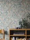 Boras Adorn vlies anyagú, kék, barna, barack, törtfehér színű, leveles, virágos, Romantikus tapéta