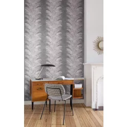   Khroma Cabinet vlies anyagú szürke, beige, fehér színű nem illesztős, leveles modern tapéta