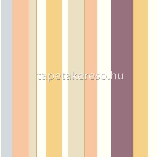 Casadeco California vlies, vinyl anyagú fehér, lila, sárga, barack színű csíkos romantikus tapéta