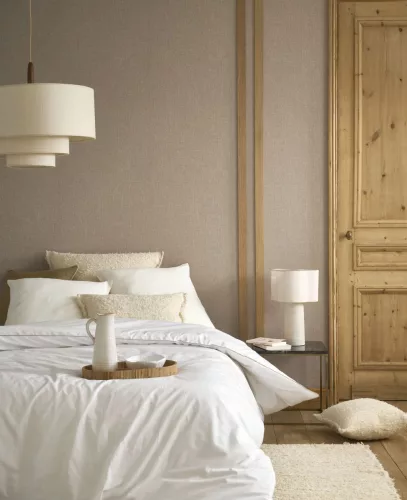 Casadeco Caractere, vlies, vinyl anyagú, barna színű, egyszínű, textilhatású, Modern tapéta