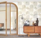 Casadeco CARNABY STREET vlies anyagú beige, fehér, szürke, keki színű geometriai Modern tapéta