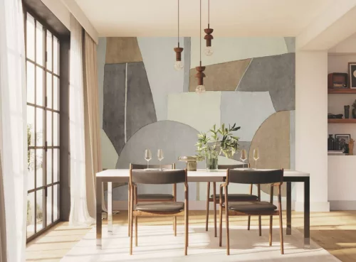 Casadeco CARNABY STREET vlies anyagú szürke, sárga, barna, zöld színű geometriai Modern panel