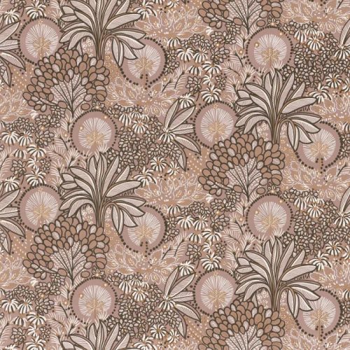 Casamance Nuit d'orient vlies anyagú, mályva, fehér, arany, barna színű, növényes, Modern tapéta
