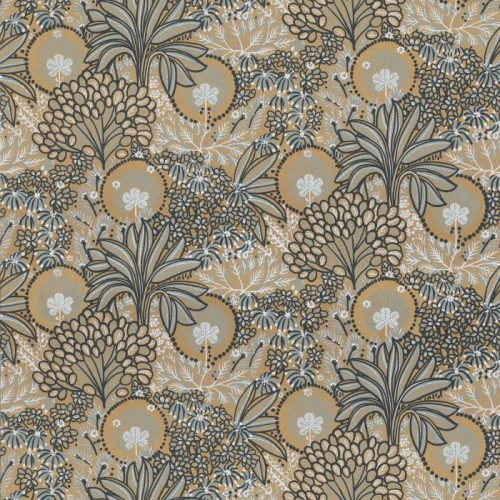 Casamance Nuit d'orient vlies anyagú, kék, türkiz, arany, fehér színű, növényes, Modern tapéta
