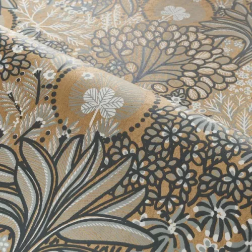 Casamance Nuit d'orient vlies anyagú, kék, türkiz, arany, fehér színű, növényes, Modern tapéta
