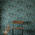Casamance Nuit d'orient vlies anyagú, kék, türkiz, bronz színű, növényes, Modern tapéta