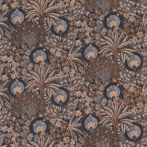 Casamance Nuit d'orient vlies anyagú, kék, beige, barna, bronz színű, növényes, Modern tapéta