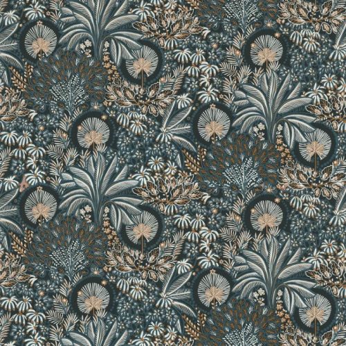 Casamance Nuit d'orient vlies anyagú, kék, barna, szürke, bronz színű, növényes, Modern tapéta