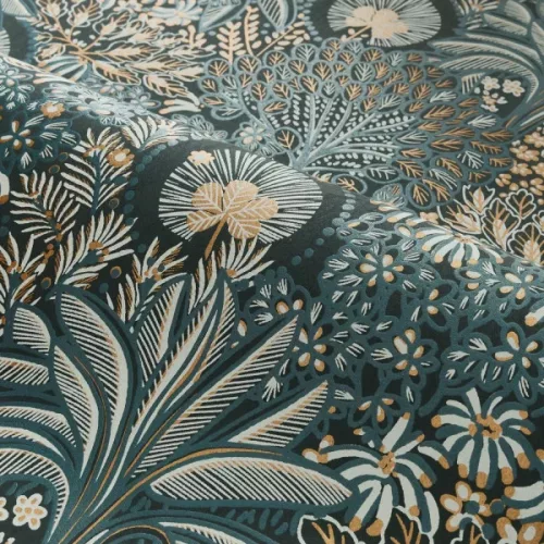Casamance Nuit d'orient vlies anyagú, kék, barna, szürke, bronz színű, növényes, Modern tapéta