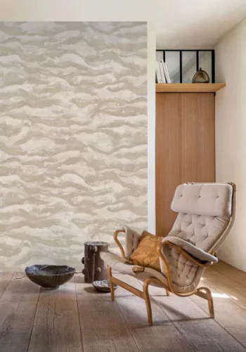 Casamance Nuit d'orient vlies anyagú, beige, homok színű, hullám, Modern tapéta