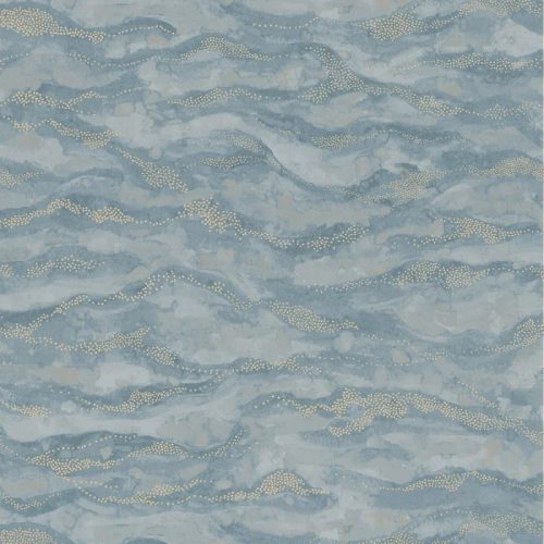 Casamance Nuit d'orient vlies anyagú, kék, arany színű, hullám, Modern tapéta