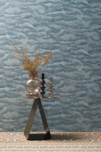 Casamance Nuit d'orient vlies anyagú, kék, arany színű, hullám, Modern tapéta