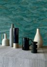 Casamance Nuit d'orient vlies anyagú, zöld, arany színű, hullám, Modern tapéta