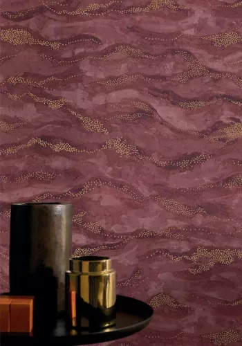 Casamance Nuit d'orient vlies anyagú, bordó, arany színű, hullám, Modern tapéta