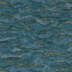   Casamance Nuit d'orient vlies anyagú, kék, arany színű, hullám, Modern tapéta