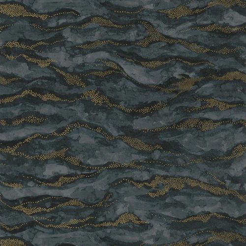 Casamance Nuit d'orient vlies anyagú, kék, szürke, arany színű, hullám, Modern tapéta