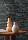 Casamance Nuit d'orient vlies anyagú, kék, szürke, arany színű, hullám, Modern tapéta