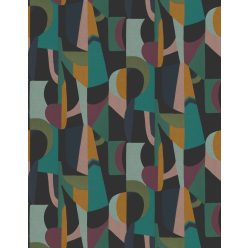   Casamance L'Atelier vinyl, vlies anyagú, zöld, fekete, kék, lila, barna, sárga színű, geometriai, Modern tapéta