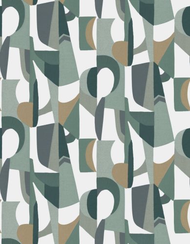 Casamance L'Atelier vinyl, vlies anyagú, fehér, zöld, barna, szürke színű, geometriai, Modern tapéta