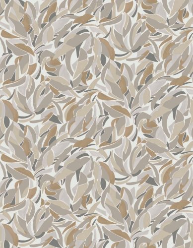Casamance L'Atelier vinyl, vlies anyagú, fehér, barna, szürke színű, absztrakt, leveles, textilhatású, Modern tapéta