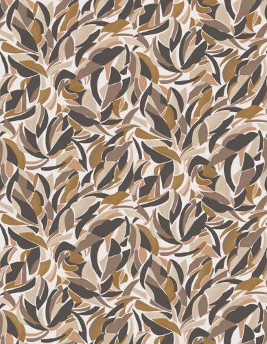 Casamance L'Atelier vinyl, vlies anyagú, fekete, fehér, barna színű, absztrakt, leveles, textilhatású, Modern tapéta