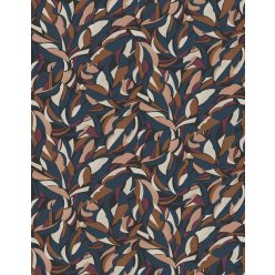   Casamance L'Atelier vinyl, vlies anyagú, kék, fekete, barna, lila színű, absztrakt, leveles, textilhatású, Modern tapéta