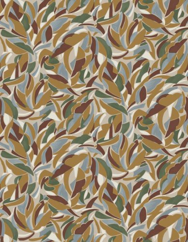 Casamance L'Atelier vinyl, vlies anyagú, beige, kék, zöld, mustársárga, fehér színű, absztrakt, leveles, textilhatású, Modern tapéta