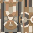 Casamance Faubourg Des Lumiéres vlies anyagú, fehér, keki, arany, szürke, fekete, barna színű, art deco, geometriai, Modern tapéta