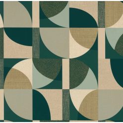   Casamance Faubourg Des Lumiéres vlies anyagú, zöld, arany, beige színű, geometriai, Modern tapéta