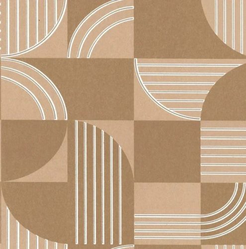 Casamance Faubourg Des Lumiéres vlies anyagú, barna, fehér színű, geometriai, Modern tapéta