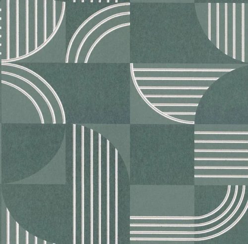 Casamance Faubourg Des Lumiéres vlies anyagú, zöld, fehér, beige színű, geometriai, Modern tapéta
