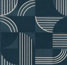 Casamance Faubourg Des Lumiéres vlies anyagú, kék, fehér, arany színű, geometriai, Modern tapéta