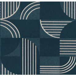   Casamance Faubourg Des Lumiéres vlies anyagú, kék, fehér, arany színű, geometriai, Modern tapéta