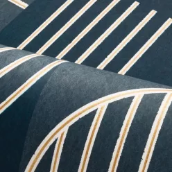   Casamance Faubourg Des Lumiéres vlies anyagú, kék, fehér, arany színű, geometriai, Modern tapéta