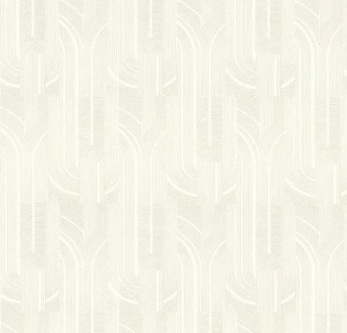 Casamance Faubourg Des Lumiéres vlies anyagú, törtfehér, arany színű, art deco, geometriai, Modern tapéta