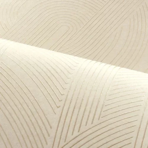 Casamance Faubourg Des Lumiéres vlies anyagú, beige, arany színű, art deco, geometriai, Modern tapéta
