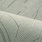 Casamance Faubourg Des Lumiéres vlies anyagú, zöld, beige, gyöngyház színű, art deco, geometriai, Modern tapéta