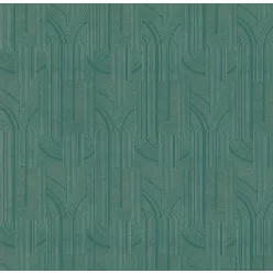   Casamance Faubourg Des Lumiéres vlies anyagú, zöld, arany színű, art deco, geometriai, Modern tapéta