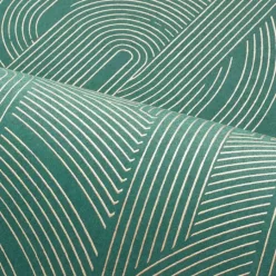   Casamance Faubourg Des Lumiéres vlies anyagú, zöld, arany színű, art deco, geometriai, Modern tapéta