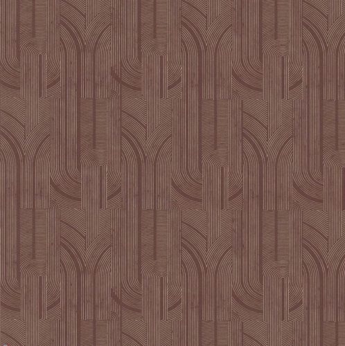 Casamance Faubourg Des Lumiéres vlies anyagú, barna, arany színű, art deco, geometriai, Modern tapéta