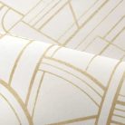 Casamance Faubourg Des Lumiéres vlies anyagú, fehér, arany  színű, art deco, geometriai, Modern tapéta