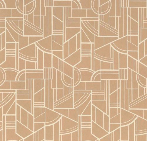 Casamance Faubourg Des Lumiéres vlies anyagú, barna, beige színű, art deco, geometriai, Modern tapéta
