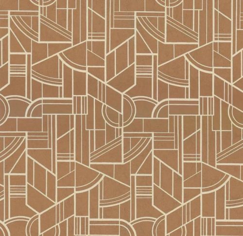 Casamance Faubourg Des Lumiéres vlies anyagú, arany, beige színű, art deco, geometriai, Modern tapéta