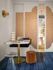 Casamance Faubourg Des Lumiéres vlies anyagú, arany, beige színű, art deco, geometriai, Modern tapéta