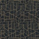 Casamance Faubourg Des Lumiéres vlies anyagú, fekete, arany színű, art deco, geometriai, Modern tapéta