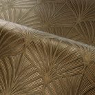 Casamance Magnitude papír, vinyl anyagú, fekete, barna, arany színű, art deco, geometriai, Modern tapéta