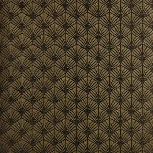 Casamance Magnitude papír, vinyl anyagú, fekete, arany színű, art deco, geometriai, Modern tapéta